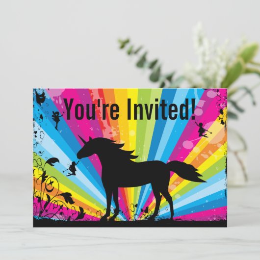 Eenhoorn en feeën Rainbow Fairy Verjaardag Kaart (Staand voorkant)