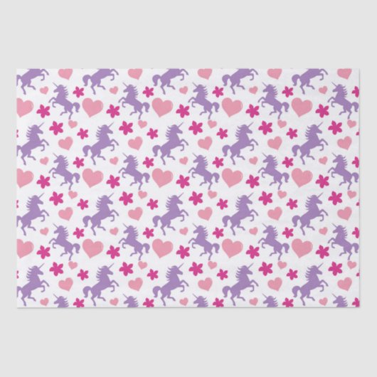 Eenhoorn en harten patroon tissuepapier (Voorkant)