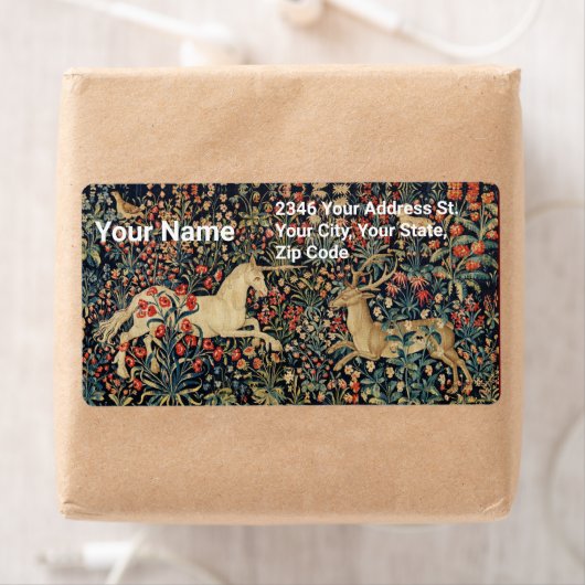 EENHOORN EN HERTEN, BLOEMEN, BOSDIEREN Bloemen Etiket (Insitu)