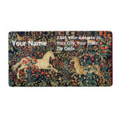 EENHOORN EN HERTEN, BLOEMEN, BOSDIEREN Bloemen Etiket (Voorkant)