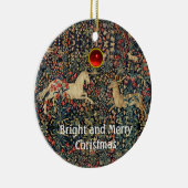 EENHOORN EN HERTEN, BLOEMEN, BOSDIEREN Bloemen Keramisch Ornament (Rechts)