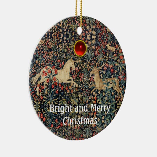 EENHOORN EN HERTEN, BLOEMEN, BOSDIEREN Bloemen Keramisch Ornament (Rechts)