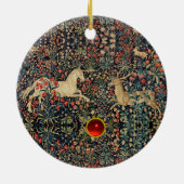 EENHOORN EN HERTEN, BLOEMEN, BOSDIEREN Bloemen Keramisch Ornament (Achterkant)