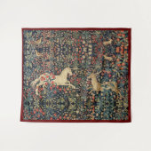 EENHOORN EN HERTEN, BLOEMEN, BOSDIEREN Bloemen Wandkleed (Voorkant (horizontaal))