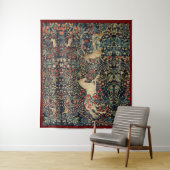 EENHOORN EN HERTEN, BLOEMEN, BOSDIEREN Bloemen Wandkleed (In situ)