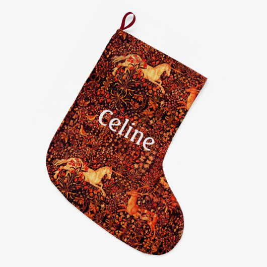 EENHOORN EN HERTEN, BLOEMEN, BOSDIEREN Rode Bloeme Grote Kerstsok (Voorkant (Hangend))