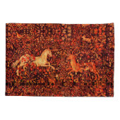 EENHOORN EN HERTEN, BLOEMEN, BOSDIEREN Rode Bloeme Kussensloop (Achterkant-Links)