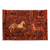 EENHOORN EN HERTEN, BLOEMEN, BOSDIEREN Rode Bloeme Kussensloop (Achterkant-Rechts)