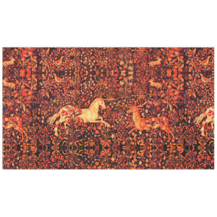 EENHOORN EN HERTEN, BLOEMEN, BOSDIEREN Rode Bloeme Tafelkleed