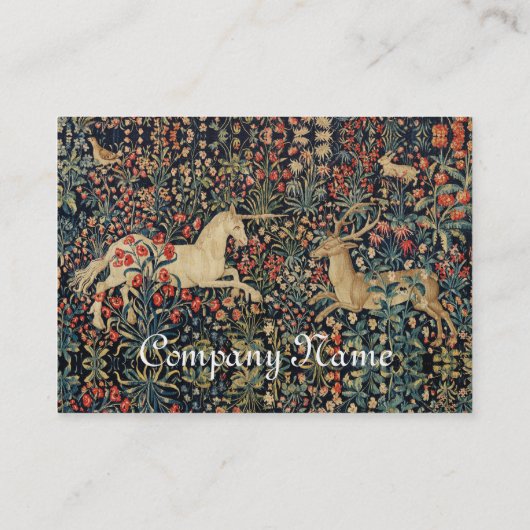 EENHOORN EN HERTEN, BOSDIEREN Bloemenperkament Visitekaartje (Achterkant)