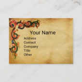 EENHOORN EN HERTEN, DIEREN Rood bloemperkament Visitekaartje (Voorkant)