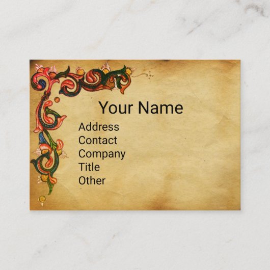 EENHOORN EN HERTEN, DIEREN Rood bloemperkament Visitekaartje (Voorkant)