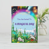 Eenhoorn en Pegasus verjaardagsfeestje uitnodiging (Staand voorkant)