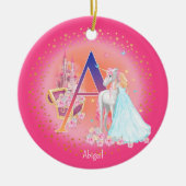 Eenhoorn en Prinses Brief Een Monogram Kerstmis Keramisch Ornament (Voorkant)