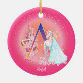 Eenhoorn en Prinses Brief Een Monogram Kerstmis Keramisch Ornament (Achterkant)