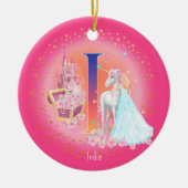 Eenhoorn en Prinses Brief I Monogram Kerstmis Keramisch Ornament (Voorkant)