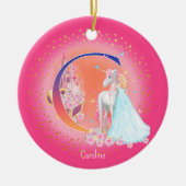 Eenhoorn en Prinses Letter C Monogram Kerst Keramisch Ornament (Voorkant)