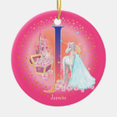 Eenhoorn en Prinses Letter J Monogram Kerst Keramisch Ornament (Voorkant)