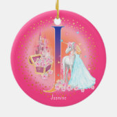 Eenhoorn en Prinses Letter J Monogram Kerst Keramisch Ornament (Achterkant)