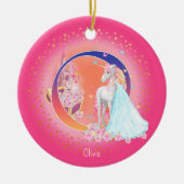 Eenhoorn en Prinses Letter O Monogram Kerst Keramisch Ornament (Voorkant)