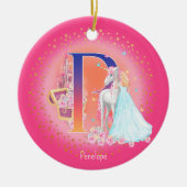 Eenhoorn en Prinses Letter P Monogram Kerst Keramisch Ornament (Voorkant)
