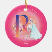 Eenhoorn en Prinses Letter R Monogram Kerst Keramisch Ornament (Voorkant)