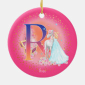 Eenhoorn en Prinses Letter R Monogram Kerst Keramisch Ornament (Achterkant)