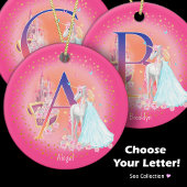 Eenhoorn en Prinses Letter W Monogram Kerst Keramisch Ornament