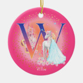 Eenhoorn en Prinses Letter W Monogram Kerst Keramisch Ornament (Voorkant)