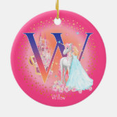 Eenhoorn en Prinses Letter W Monogram Kerst Keramisch Ornament (Achterkant)
