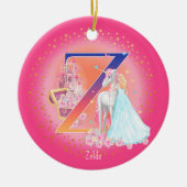 Eenhoorn en Prinses Letter Z Monogram Kerst Keramisch Ornament (Voorkant)