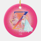 Eenhoorn en Prinses Letter Z Monogram Kerst Keramisch Ornament (Achterkant)