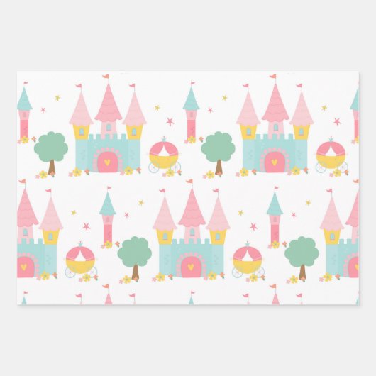 Eenhoorn en Prinses Patroon Inpakpapier Vel (Voorkant)