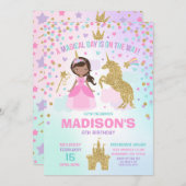 Eenhoorn en prinses uitnodiging magische verjaarda (Voorkant / Achterkant)