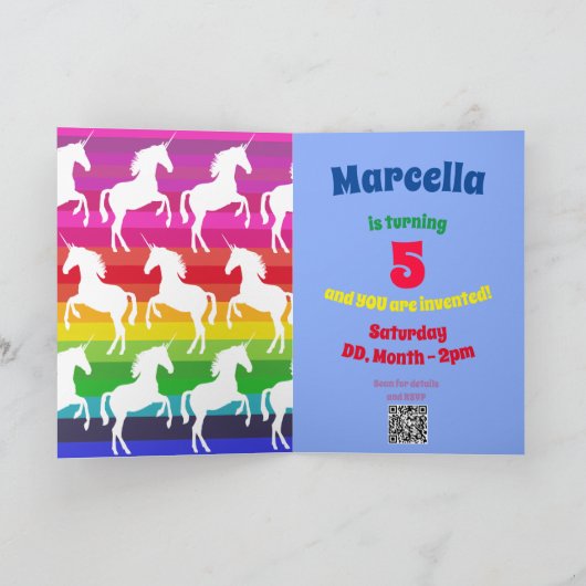 Eenhoorn en Rainbow Gepersonaliseerd Kind Verjaard (Binnen)