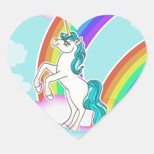 Eenhoorn en Rainbow Heart Stickers (Voorkant)