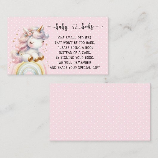 Eenhoorn en Regenboog Baby shower I Verjaardag Informatiekaartje (Voorkant / Achterkant)