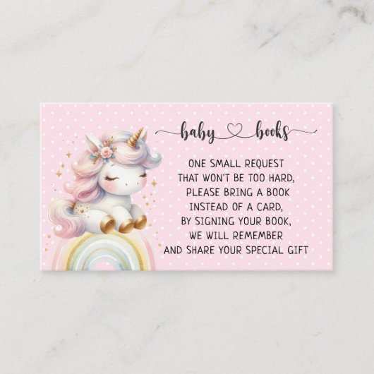 Eenhoorn en Regenboog Baby shower I Verjaardag Informatiekaartje (Voorkant)