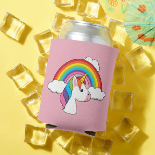 Eenhoorn en Regenboog met Wolken Kawaii Blikjeskoeler
