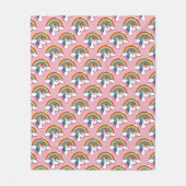Eenhoorn en Regenboog met Wolken Kawaii Fleece Deken (Voorkant)