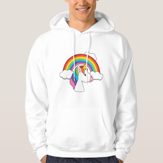 Eenhoorn en Regenboog met Wolken Kawaii Hoodie (Voorkant)