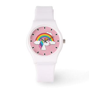 Eenhoorn en Regenboog met Wolken Kawaii Horloge