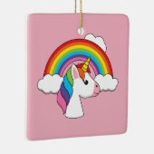 Eenhoorn en Regenboog met Wolken Kawaii Keramisch Ornament (Rechts)