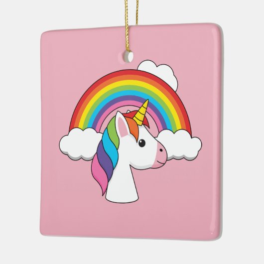 Eenhoorn en Regenboog met Wolken Kawaii Keramisch Ornament (Links)