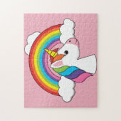 Eenhoorn en Regenboog met Wolken Kawaii Legpuzzel (Verticaal)