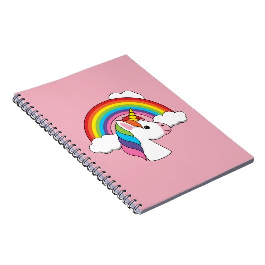 Eenhoorn en Regenboog met Wolken Kawaii Notitieboek (Rechterzijde)