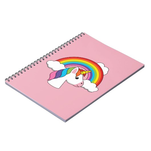 Eenhoorn en Regenboog met Wolken Kawaii Notitieboek (Linkerzijde)
