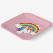 Eenhoorn en Regenboog met Wolken Kawaii Papieren Bordje (Gebogen)