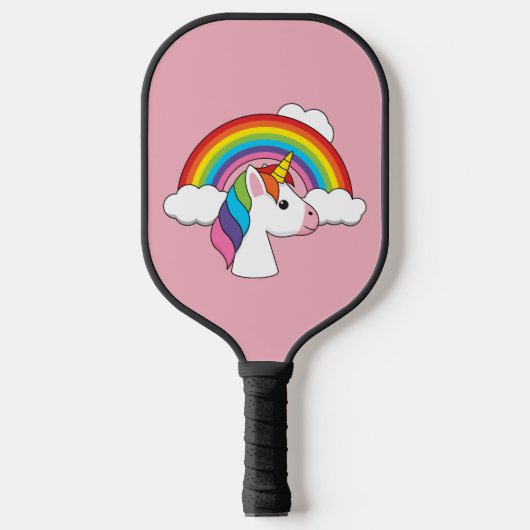 Eenhoorn en Regenboog met Wolken Kawaii Pickleball Paddle (Voorkant)