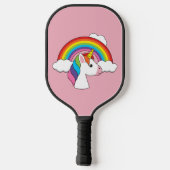 Eenhoorn en Regenboog met Wolken Kawaii Pickleball Paddle (Achterkant)